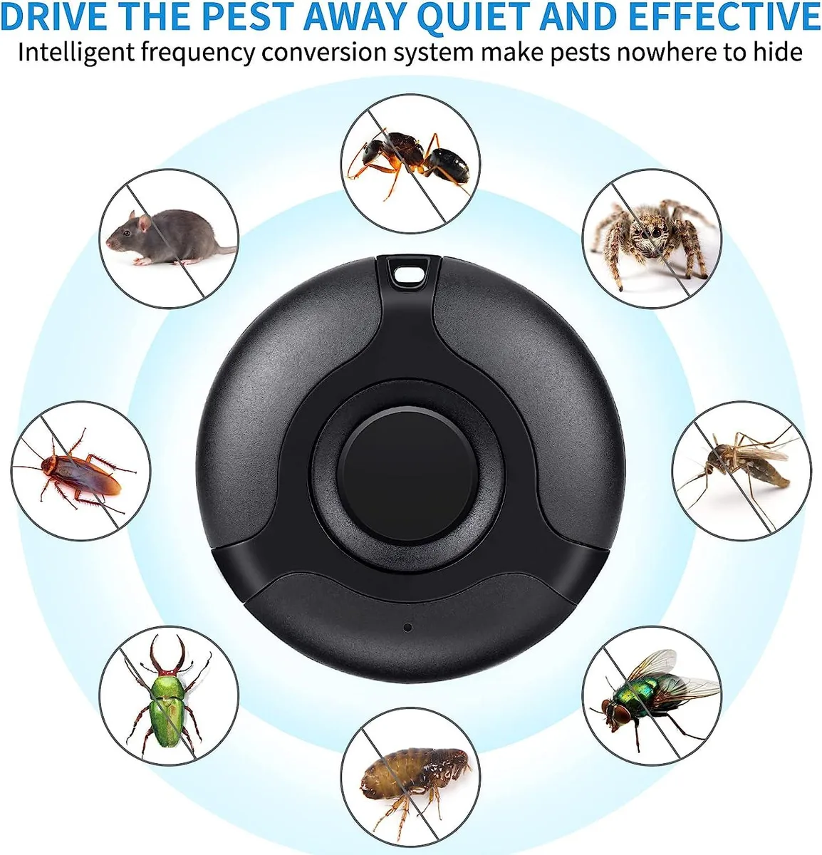 NO. NO. Ultrasonic Pest Repellent Black 100mAh 15-95kHz 10-70m² — product photo