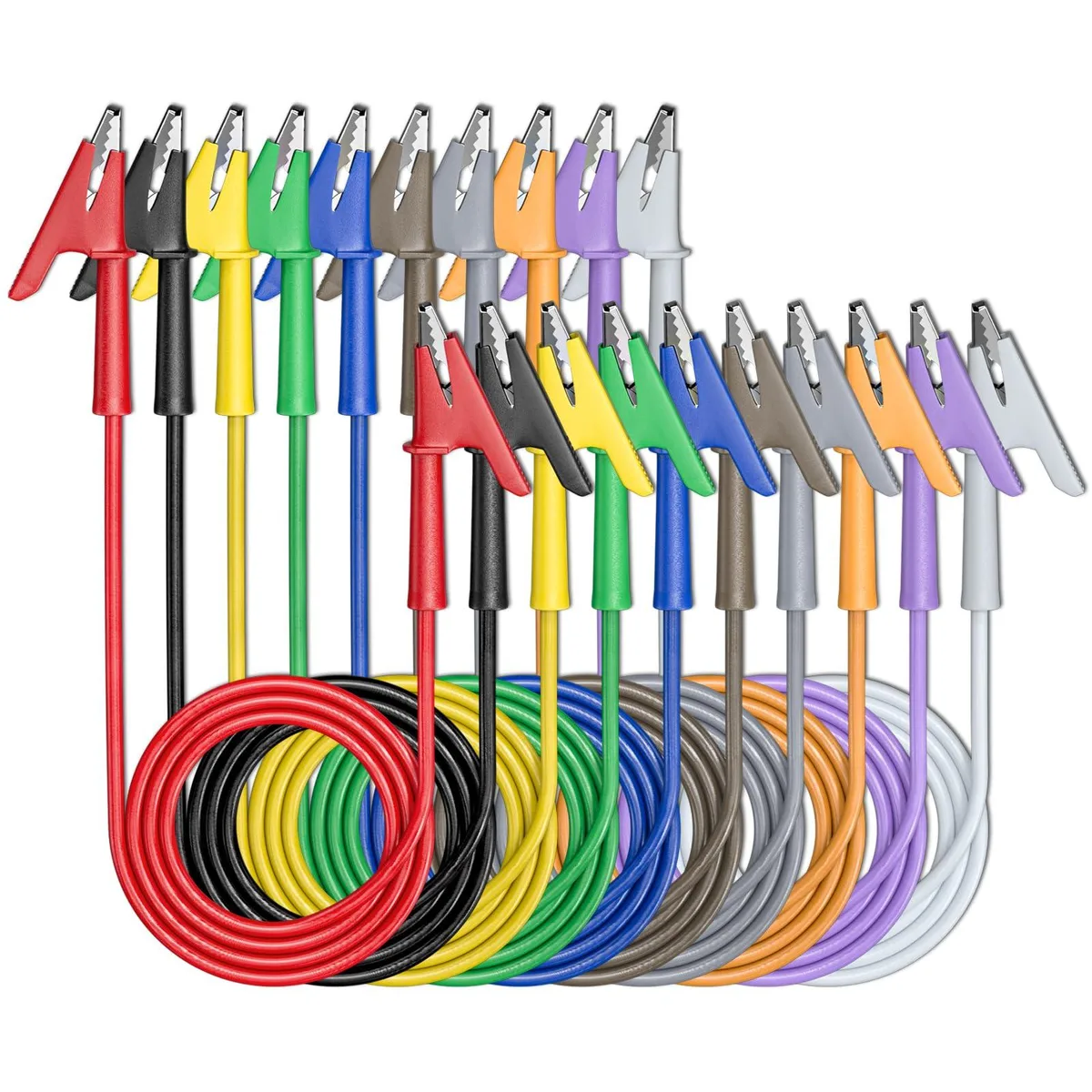 KEHIPI KEHIPI 10PCS Alligator Clips Test Leads 10 Colors 3.3ft — product photo