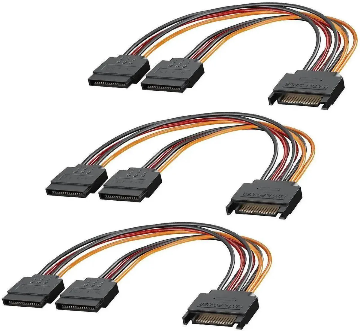 SMUGDESK SMUGDESK 3-Pack 15 Pin SATA Power Splitter Cord 8 Inch — product photo
