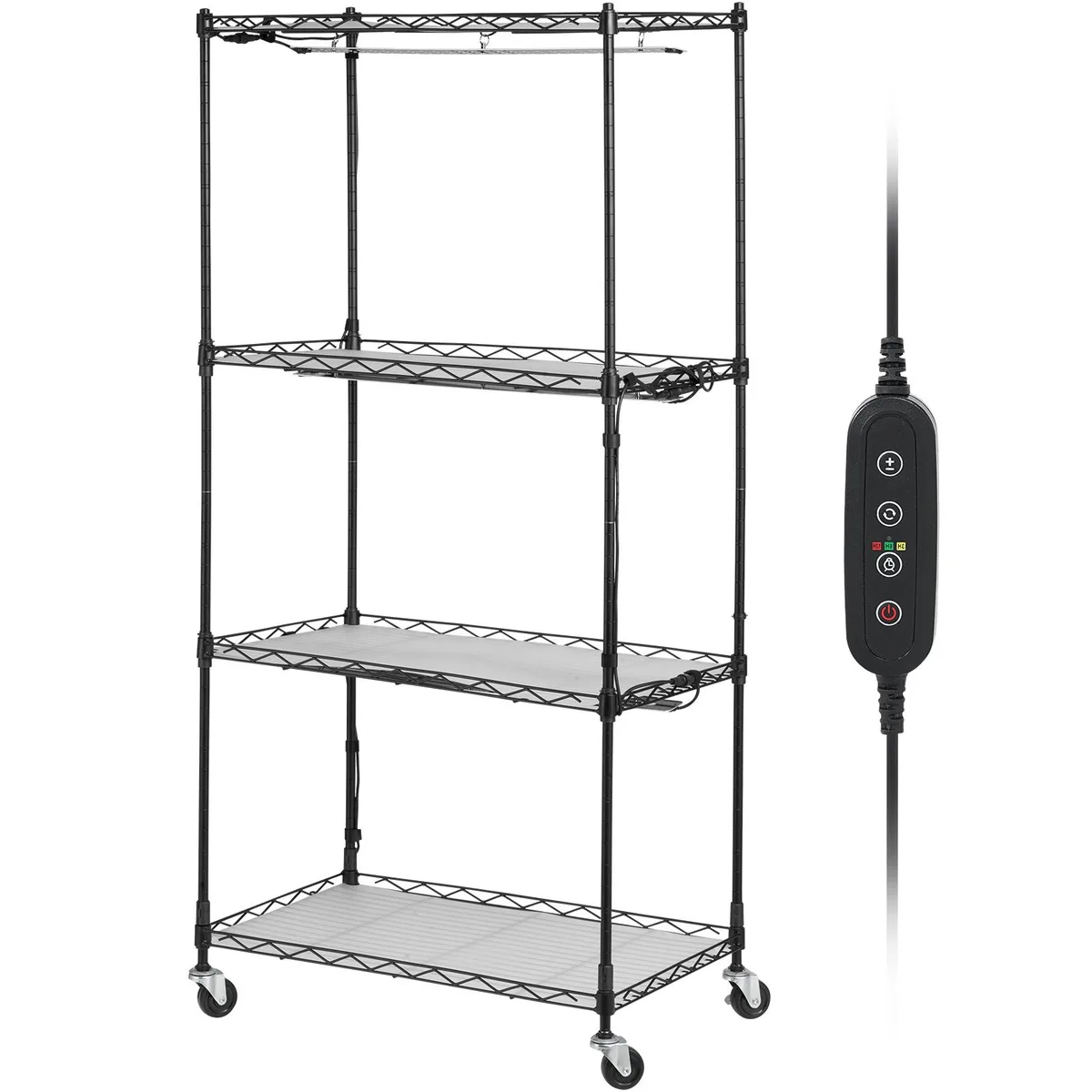 VEVOR VEVOR 4-Tier Plant Stand with 45W Grow Light, 3 Modes, Timer, Wheels, Black — product photo