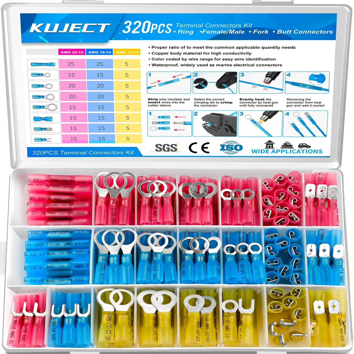 Kuject 320PCS Heat Shrink Wire Connectors Kit — product photo