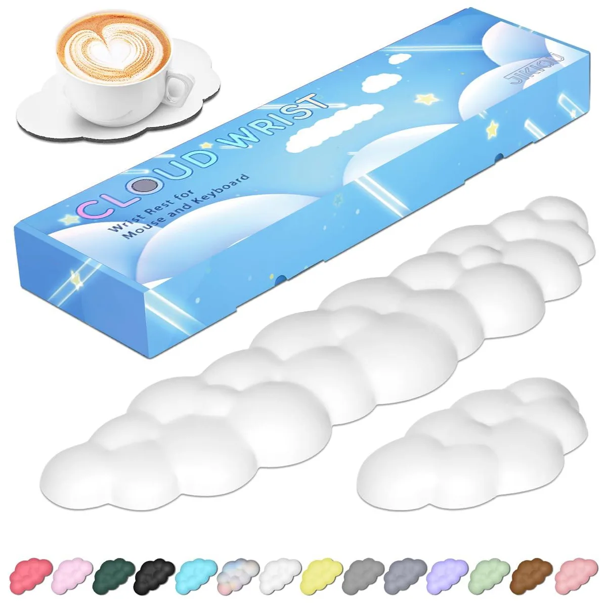  JIKIOU WRIST-A Cloud Wrist Rest Set White 16.9x4.3in — product photo