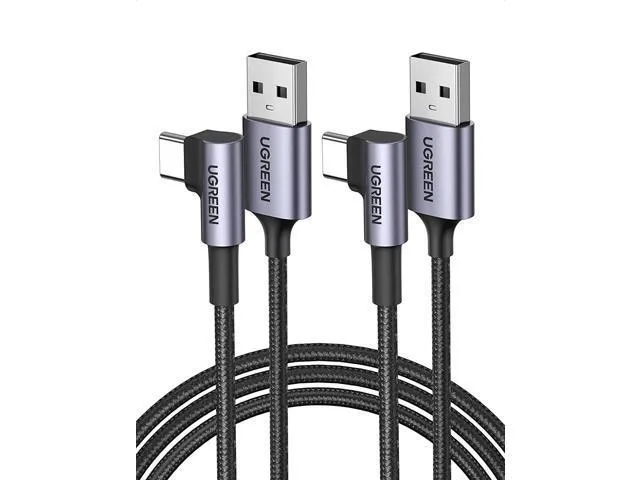 Manw Manw USB C Charging Cable 2 Pack 6FT Right Angle 3A QC3.0 USB A to USB C 90 Degree Nylon Braided — product photo