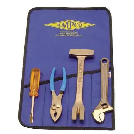 Ampco M-46 Hazmat 4-piece nonsparking tool set in a tool roll