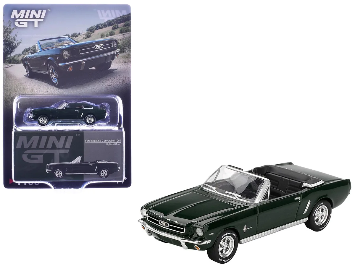Mini GT Mini GT 1964 Ford Mustang Convertible Highland Green Ltd Ed 1/64 hobby collectible — product photo
