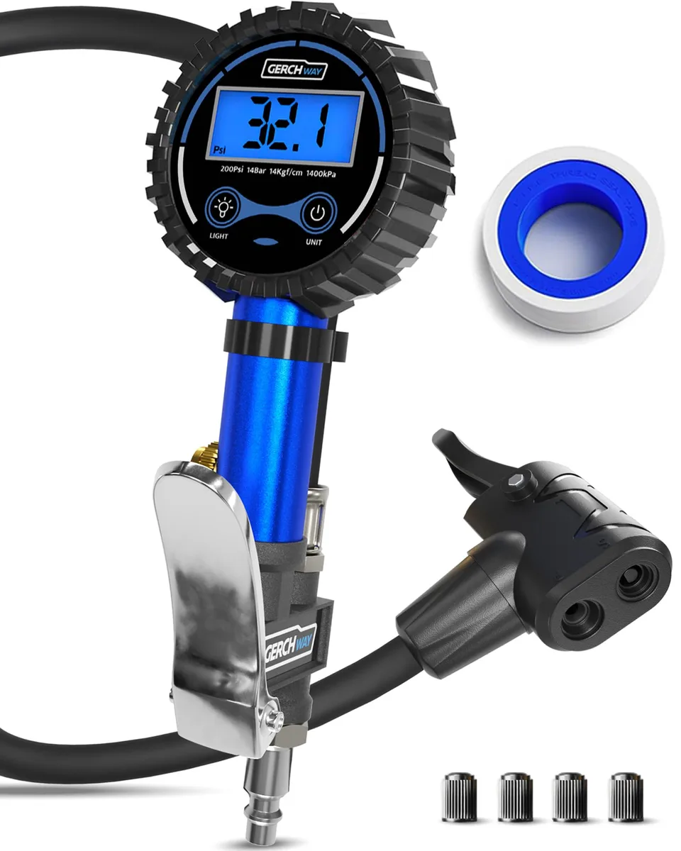KEHIPI KEHIPI Digital Bike Tire Inflator Presta Valve Air Chuck 3-200 PSI 16-inch hose — product photo