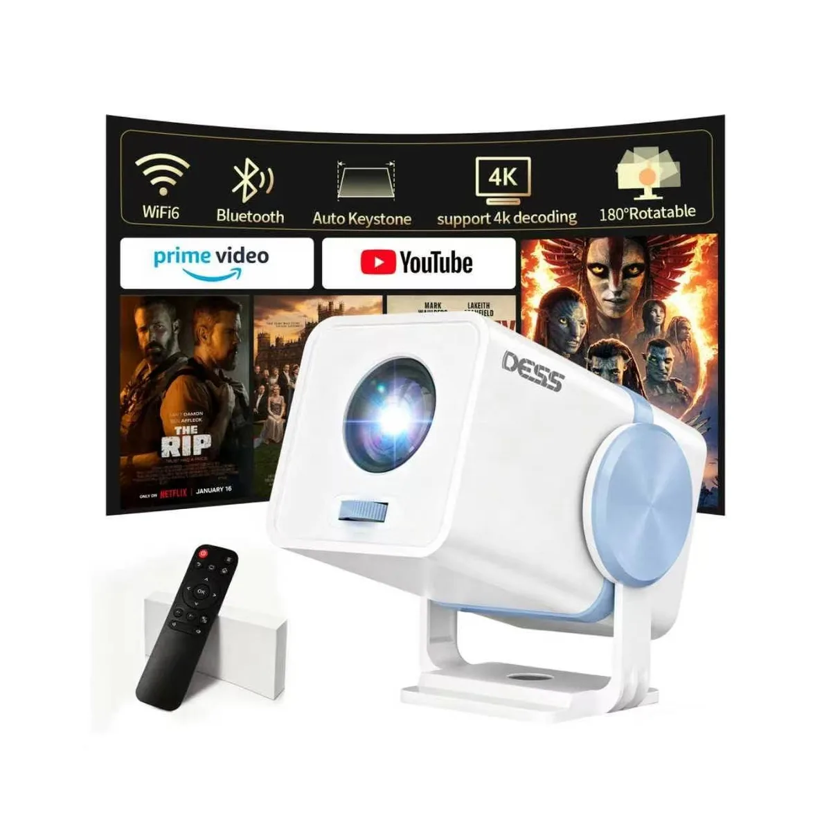  Dess T1 Blue mini business projector 4200 Lumens 720p 180° rotation — product photo
