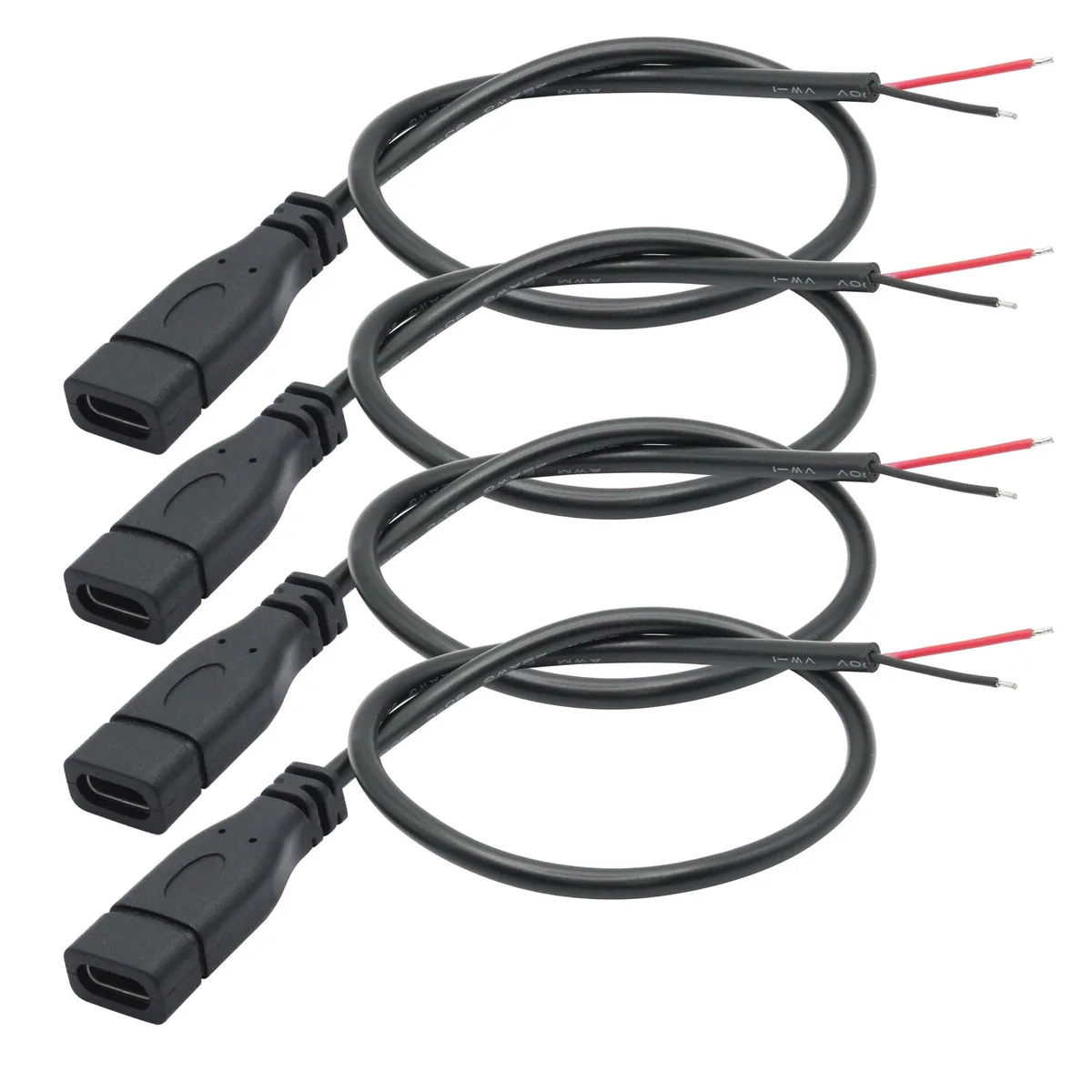 Vszerda Vszerda USB C Female to 2 Pin Bare Wire Cable 25cm 22AWG 4 Pack — product photo