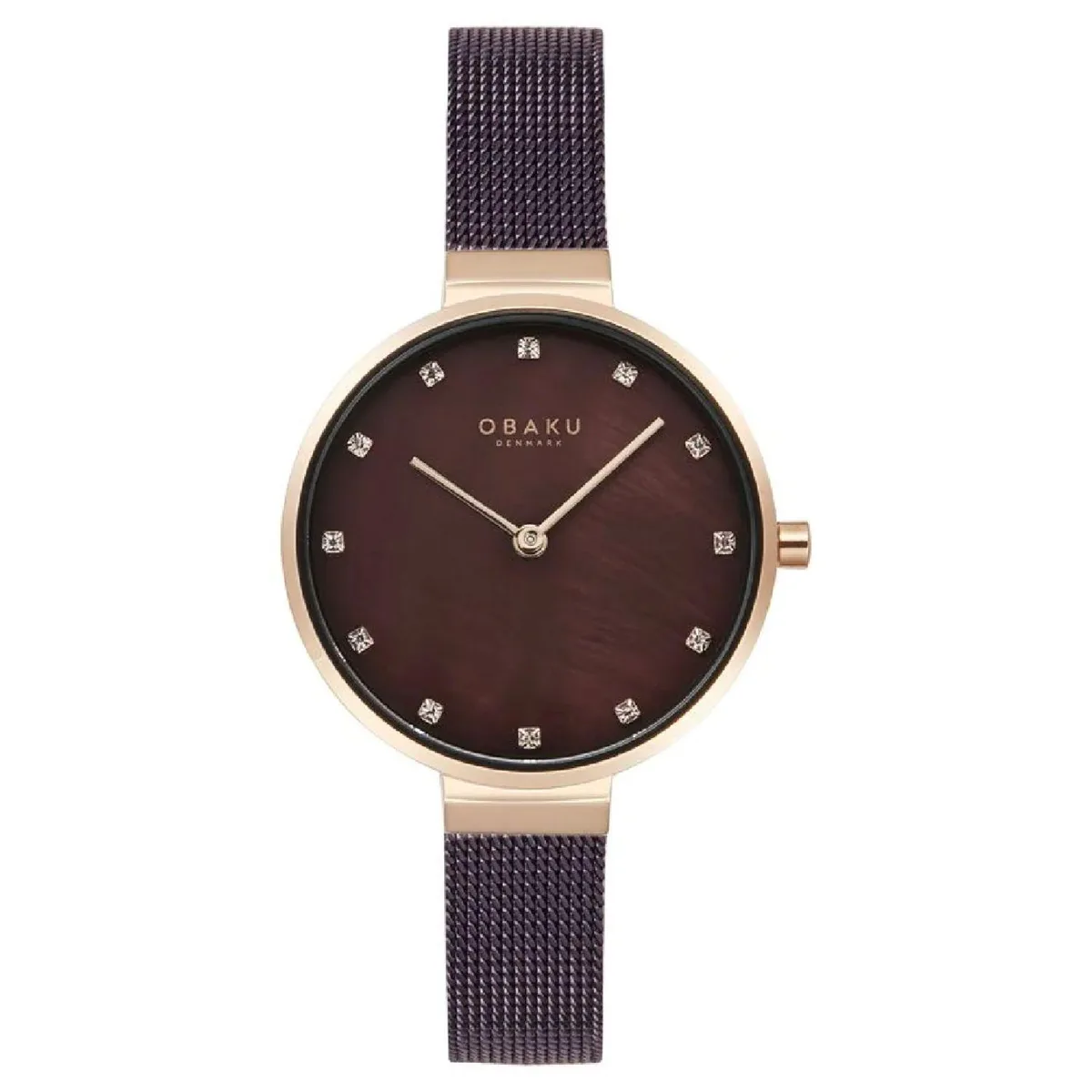 Silver stainless steel watch with brown dial and metal bracelet