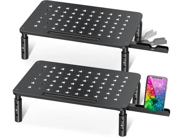 LORDWORLD LORDWORLD 2 Pack Monitor Stand 3 Height Adjustable Star Mesh 44 lbs — product photo
