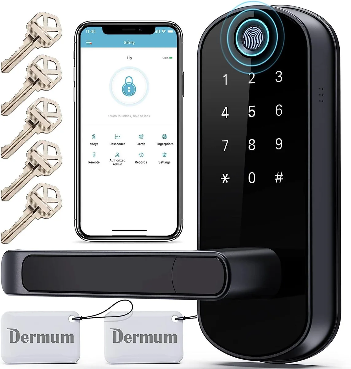 PCMART PCMART Smart Door Lock Black — product photo