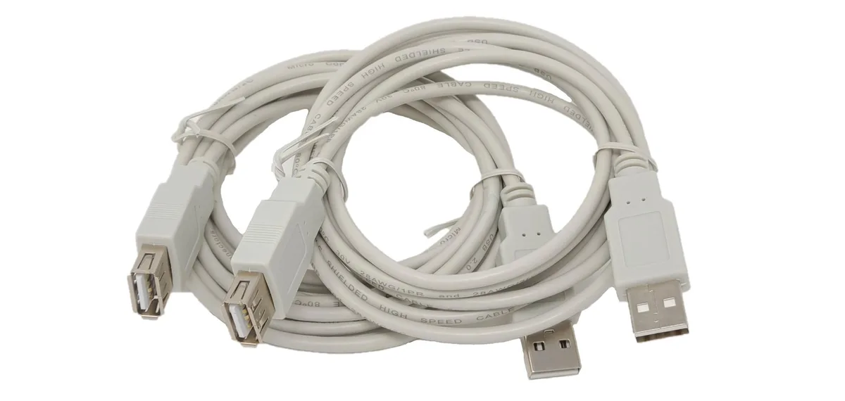 Micro Connectors Micro Connectors USB 2.0 A-Male to A-Female Extension Cable 2-Pack 6 ft. Gray — product photo