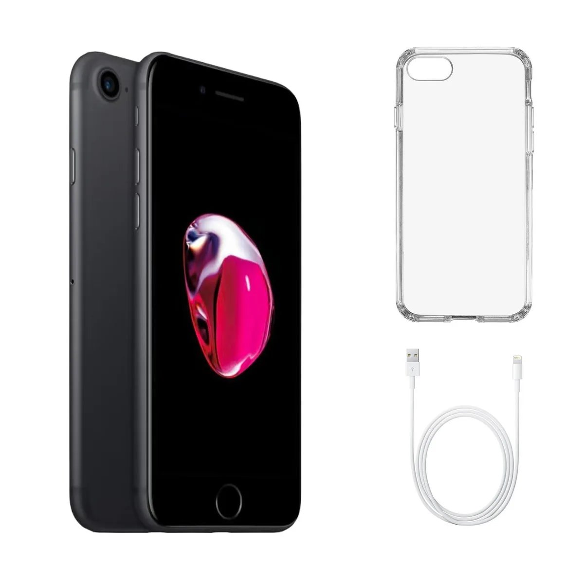 Apple Apple iPhone 7 A1660 32GB Matte Black Grade A with Clear Case cell phones - unlocked — product photo