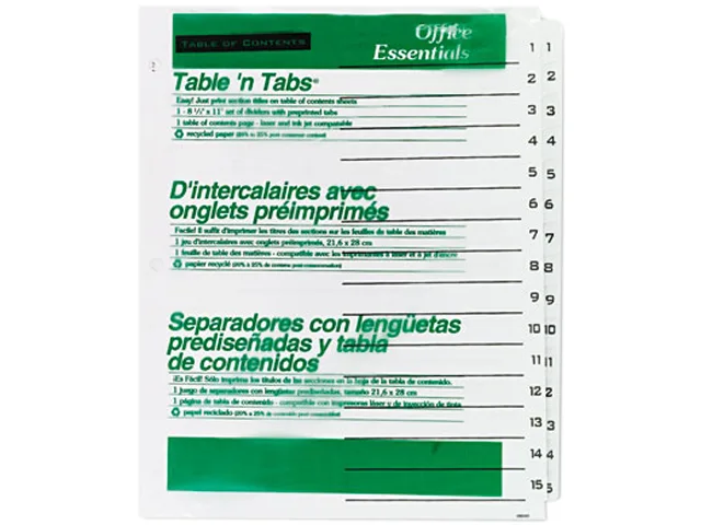 Avery Avery 11674 15-Tab Card Filing Dividers 11 x 8.5 — product photo