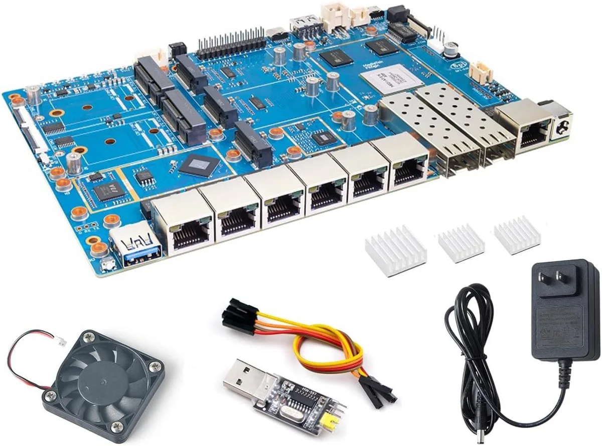 BFKK BFKK BPI-R4 Pro 8X/4E Development Board 8GB DDR4 8GB eMMC 2x 10G SFP&RJ45 4x 2.5G LAN — product photo