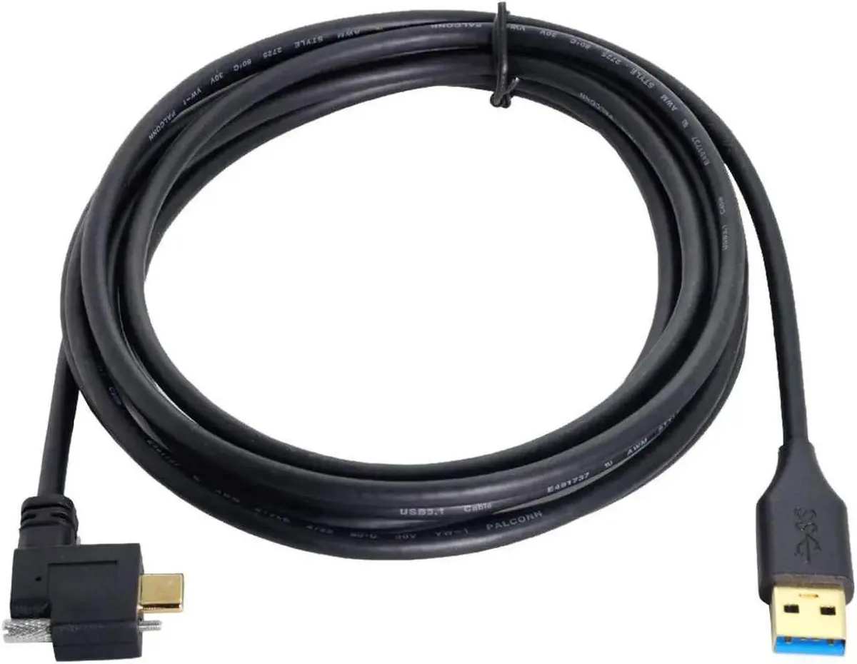 Vszerda Vszerda USB-C to USB-A 3.0 cable 90° screw-lock 1.2m — product photo