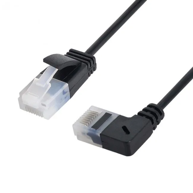 Cablecc Cablecc Ultra Slim Cat6 Ethernet Cable RJ45 Right Angled to Straight 6 ft Black — product photo