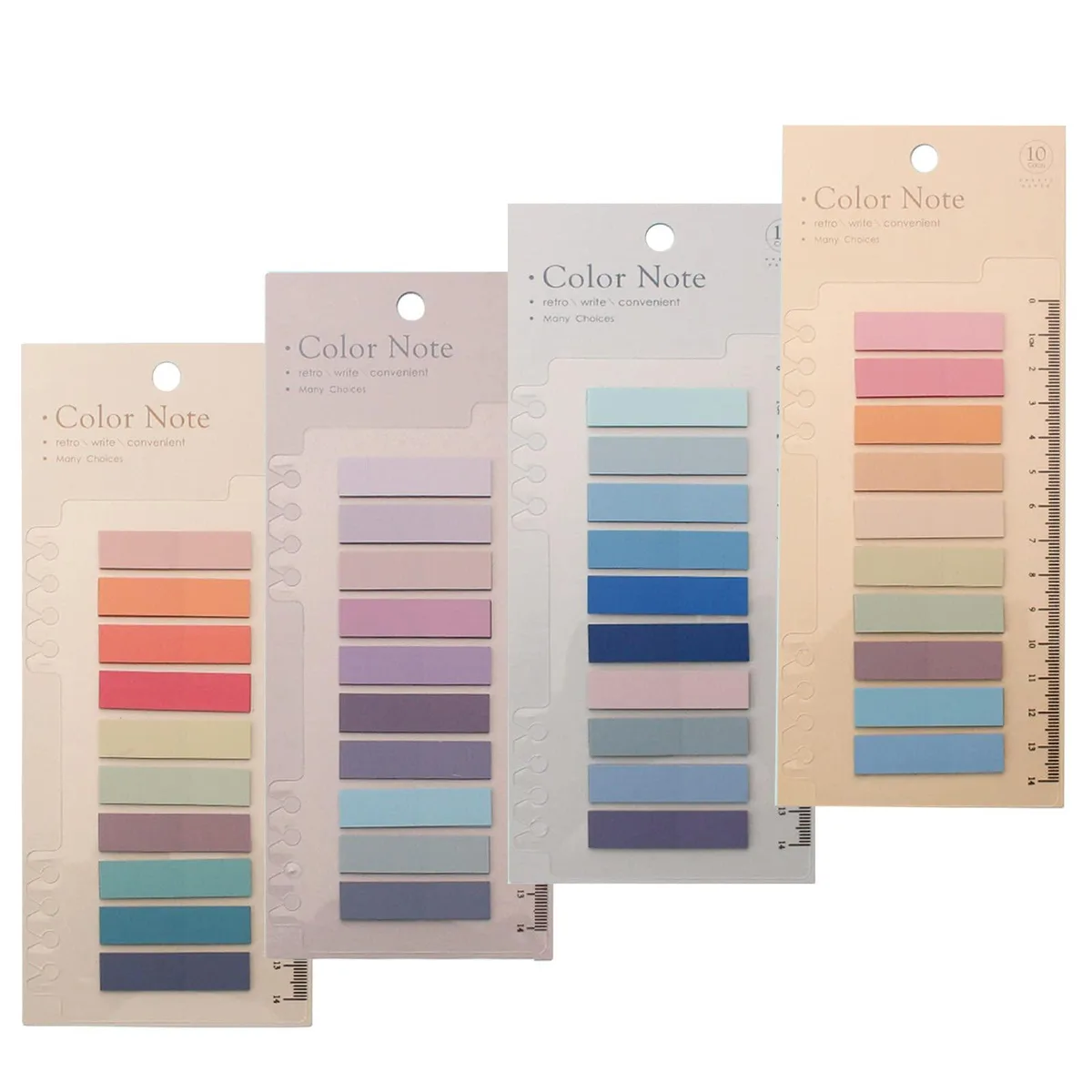 Clear square sticky tabs in 40 colours, 800 pieces with ruler markings