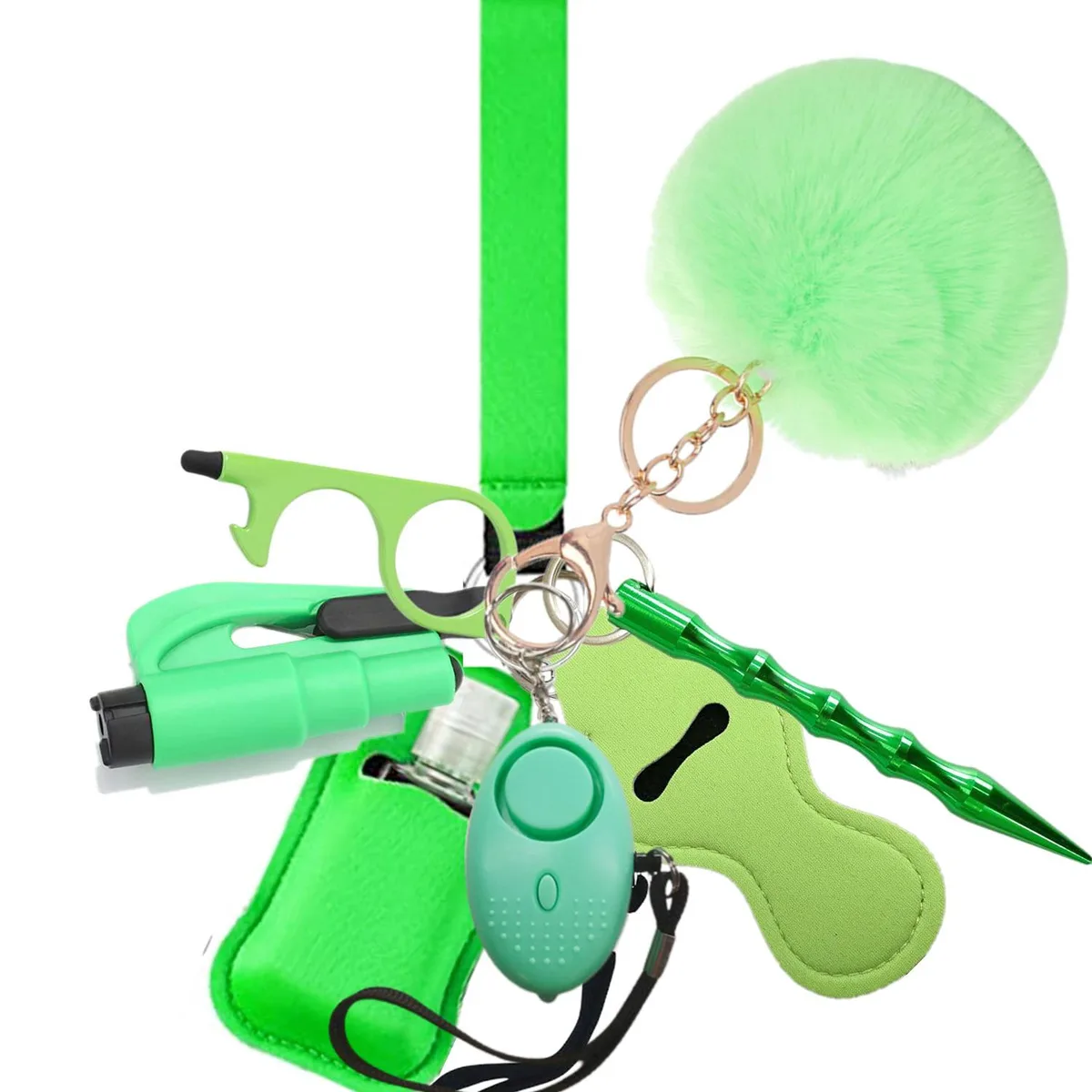 PUEZOKLY PUEZOKLY Self Defense Keychain Set 9pcs Green — product photo