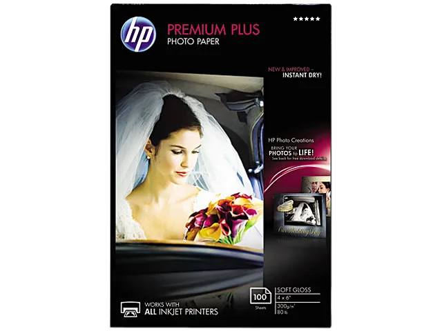 HP HP CR666A Premium Plus Photo Paper 80 lbs Soft-Gloss 4 x 6 100 Sheets — product photo