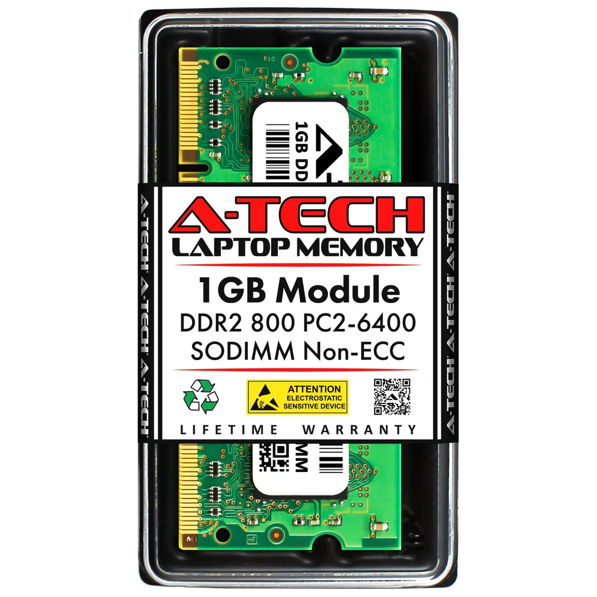 A-Tech A-Tech 1GB DDR2 800MHz SODIMM PC2-6400 CL6 1.8V 200-Pin Laptop RAM — product photo