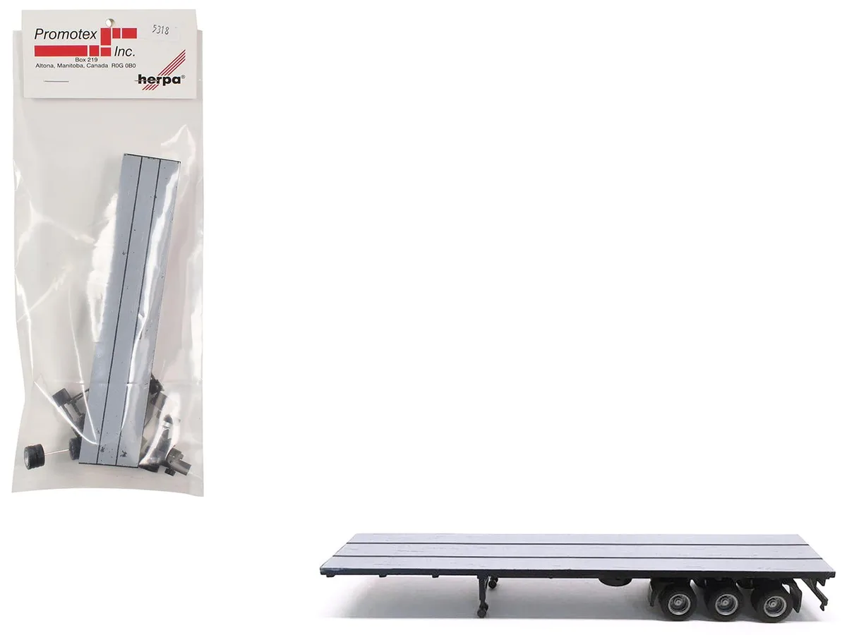 Promotex Promotex 48ft 3-Axle Flatbed Trailer Gray Top 1/87 (HO) hobby collectible — product photo