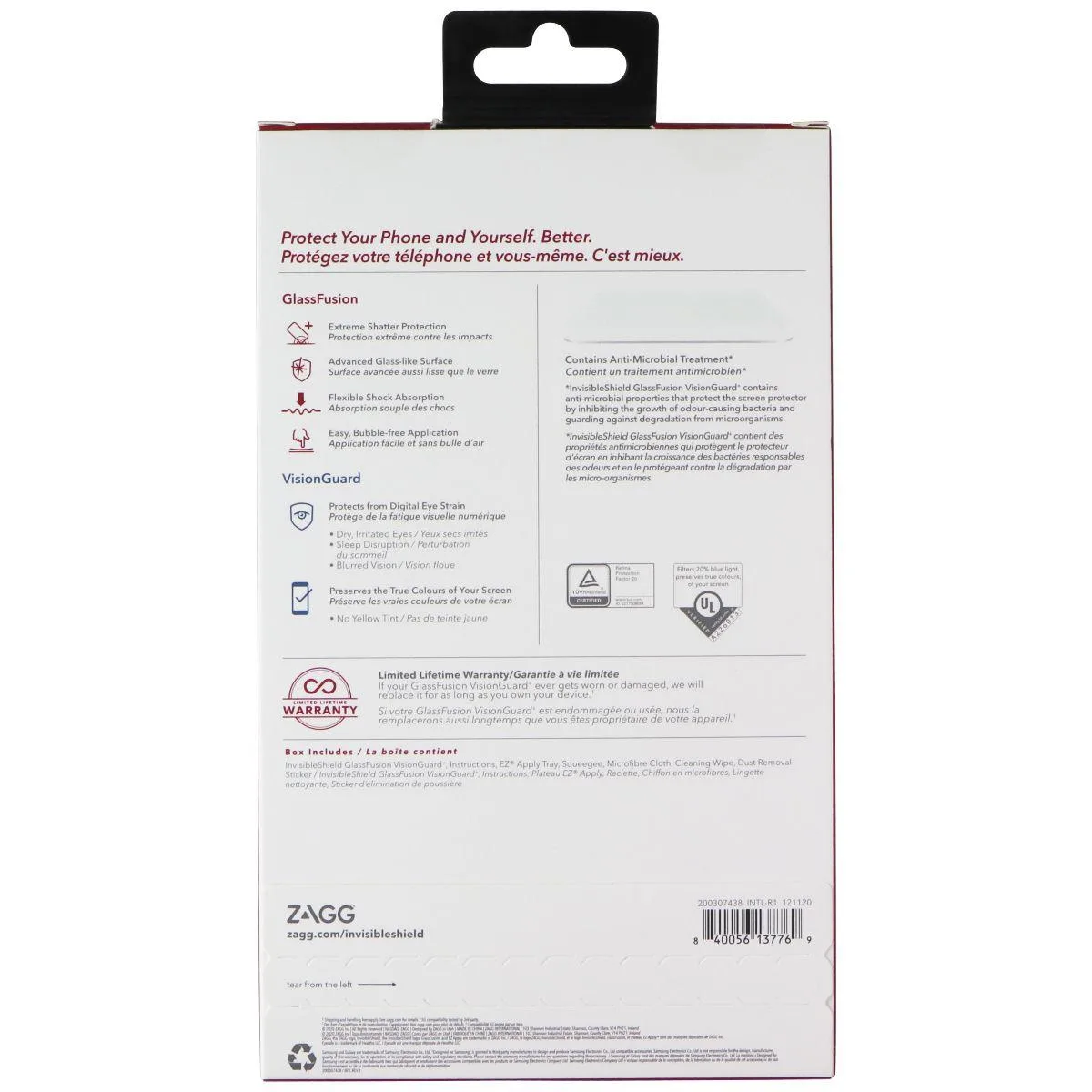 ZAGG ZAGG InvisibleShield GlassFusion VisionGuard+ Screen Protector for Galaxy S21+ 5G — product photo