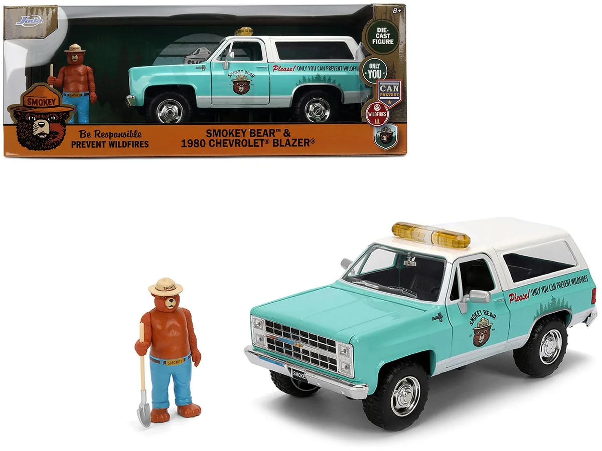 Jada Jada 1980 Chevrolet Blazer Light Green White Top Smokey Bear 1/24 Diecast — product photo