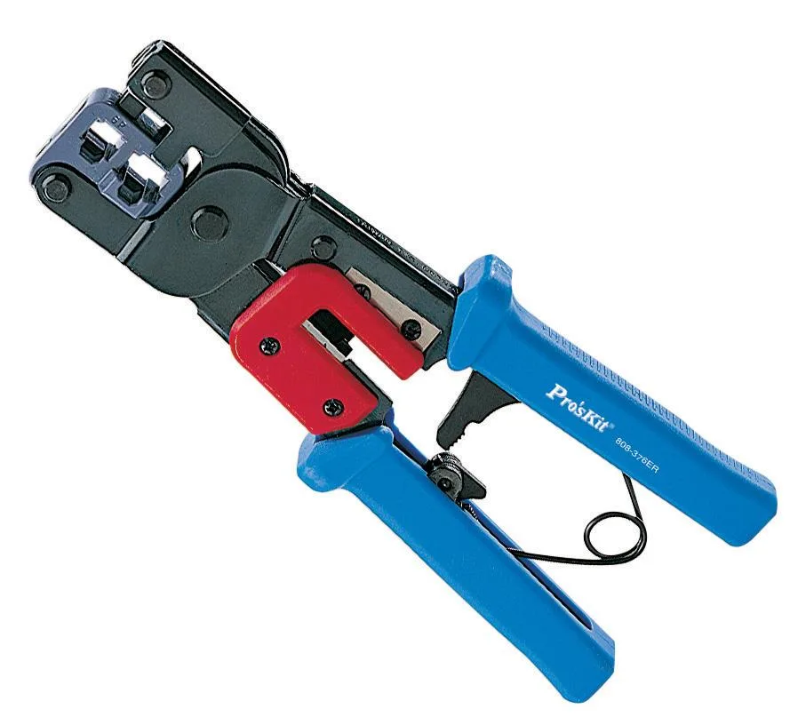 Eclipse 300-063 ratcheted modular plug crimper with ergonomic non-slip handles