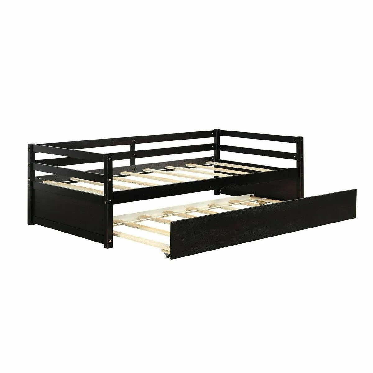 SlickBlue SlickBlue Twin Trundle Platform Bed Dark Brown 79.5" x 42" x 26 — product photo
