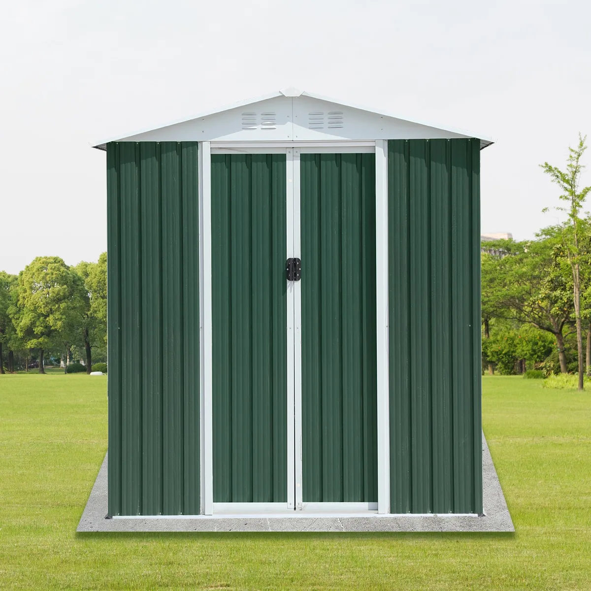 tuphen tuphen 6FTx4FT Apex Roof Green Metal Trellise — product photo