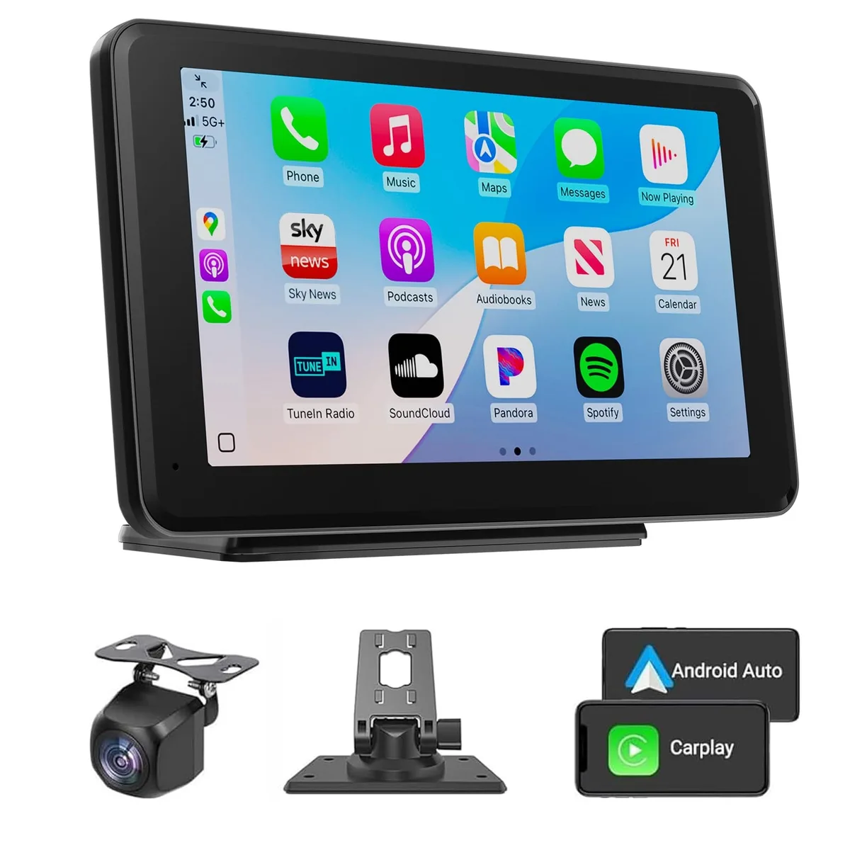  Audiovox 7" Car HD Radio Wireless CarPlay Android Auto Bluetooth 5.2 1024x600 1080P Backup Camera — product photo