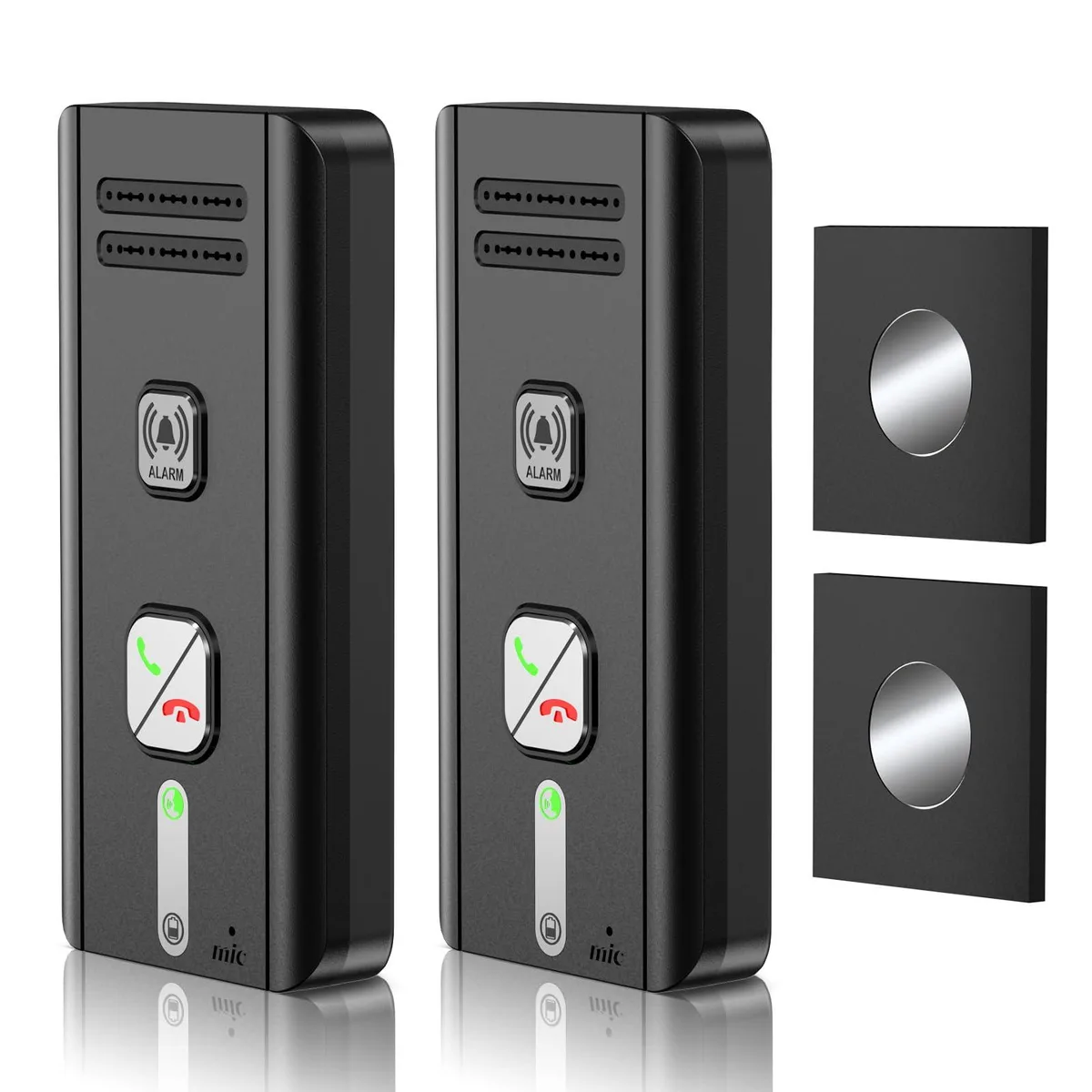 Black wireless intercom handset, cordless desktop form