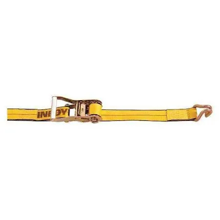 Gold polyester cargo strap with zinc steel J-hook ratchet 40 ft length