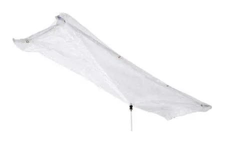 Clear rectangular roof leak diverter, polyester PVC blend, strap installation, 7 by 3 feet