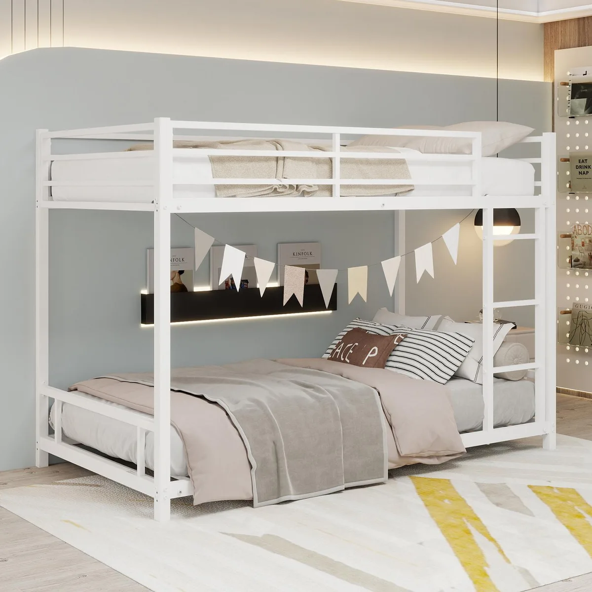 tuphen tuphen Twin over Twin Bunk Bed White 77.4"L x 40.9"W x 53.9"H — product photo
