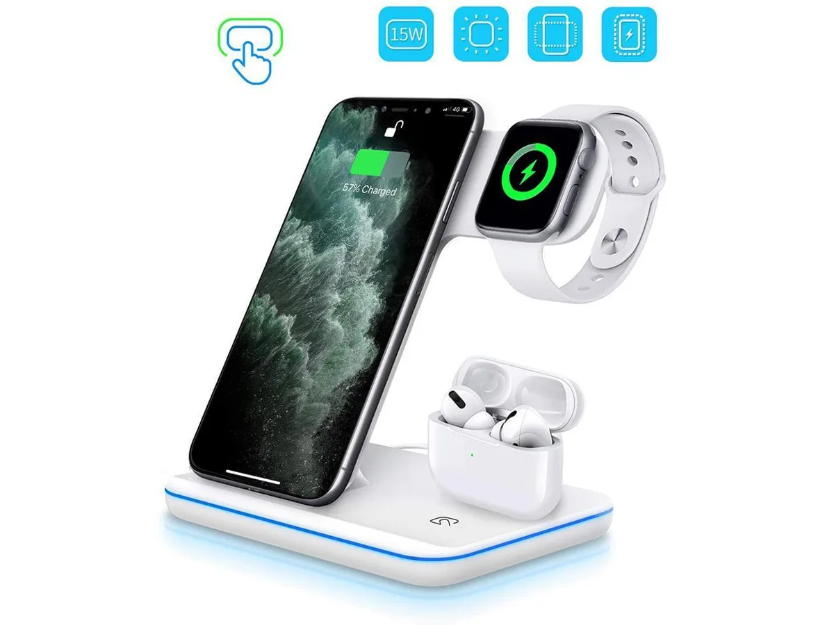 KEHIPI KEHIPI 3-in-1 Wireless Charger 15W White — product photo