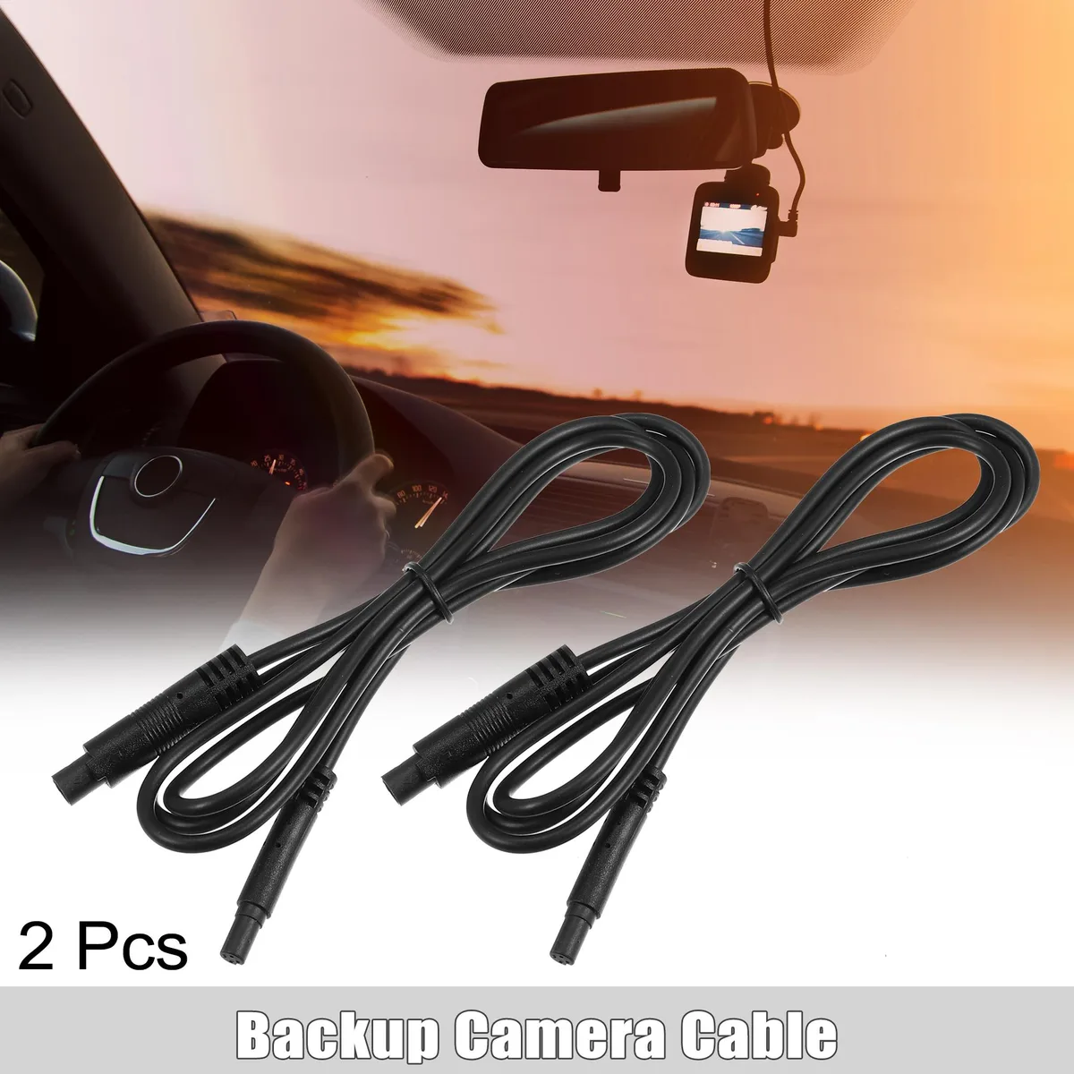 Unique-Bargains Unique-Bargains 2 Pcs 4 Pin 100cm Backup Camera Extension Cable Car Electronics Accessory — product photo