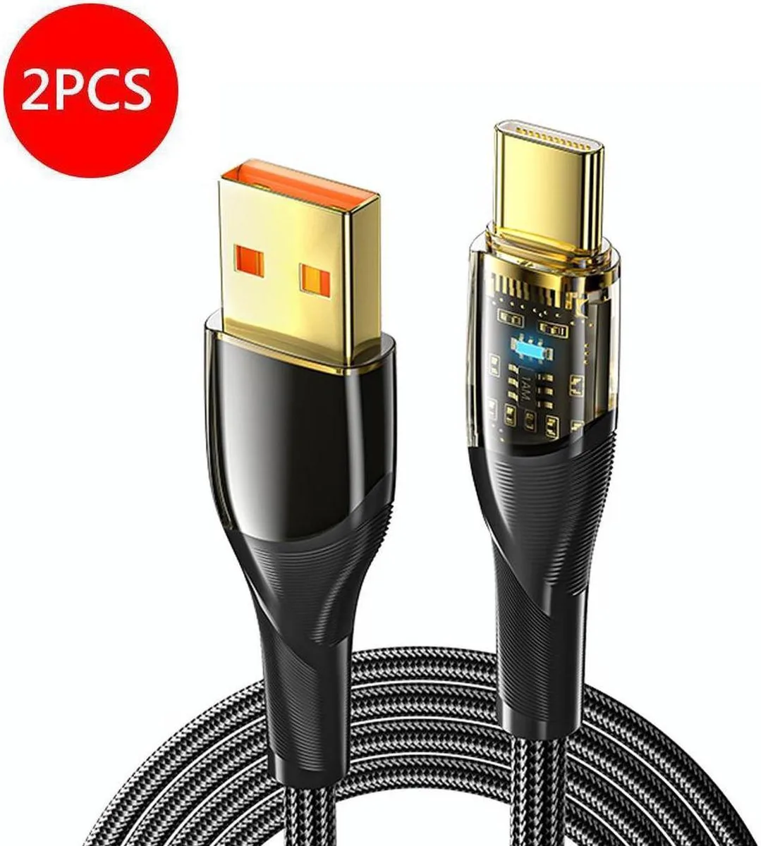 SMUGDESK SMUGDESK USB A to USB C Cable 100W 7A 3.3ft 2-pack transparent — product photo