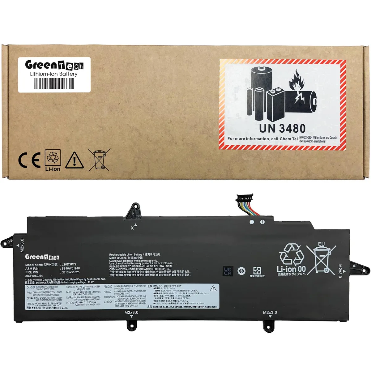 GreenTechLLC GreenTechLLC L20C3P72 laptop battery for ThinkPad X13 Gen 2 3 11.52V 41Wh — product photo