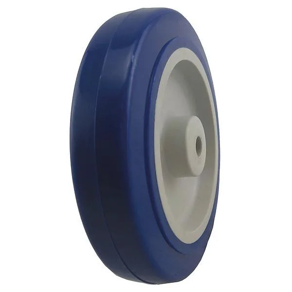 Black polyurethane caster wheel four inches wide with plastic core