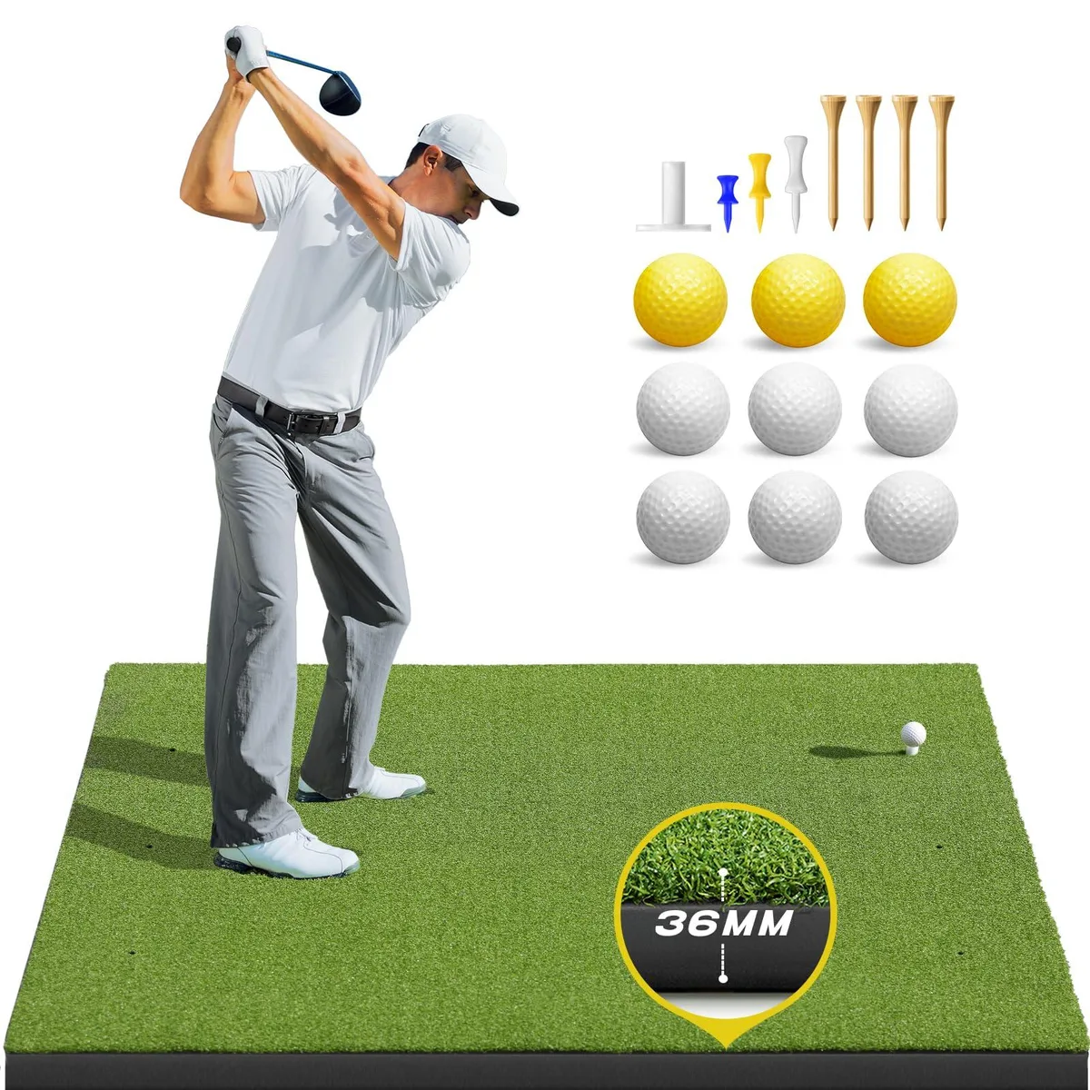  Bltend 36mm Golf Hitting Mat 5x4ft Green — product photo