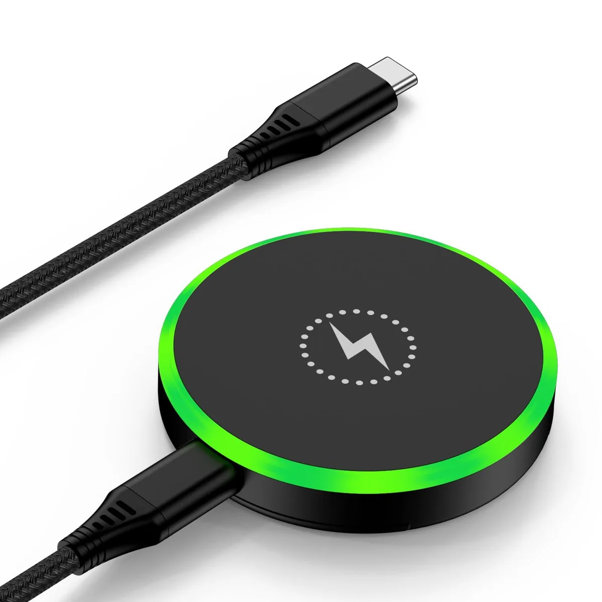White magnetic wireless charger pad, thin and lightweight, single piece design