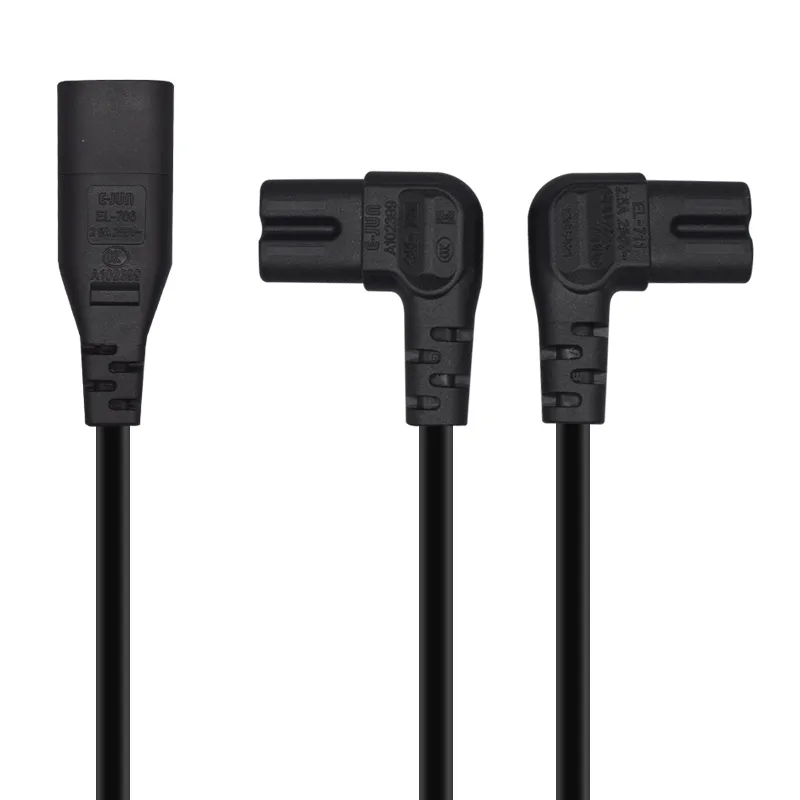 TeKit TeKit IEC 320 C8 to Dual 90° C7 Y Splitter Power Cord 1.2 ft 18 AWG — product photo