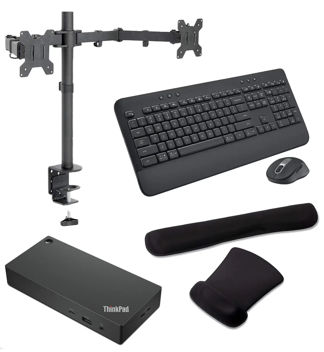 Lenovo Lenovo ThinkPad Universal Thunderbolt 4 Dock Bundle with MK650 Keyboard, Mouse, Dual Monitor Stand, Wrist Rest — product photo