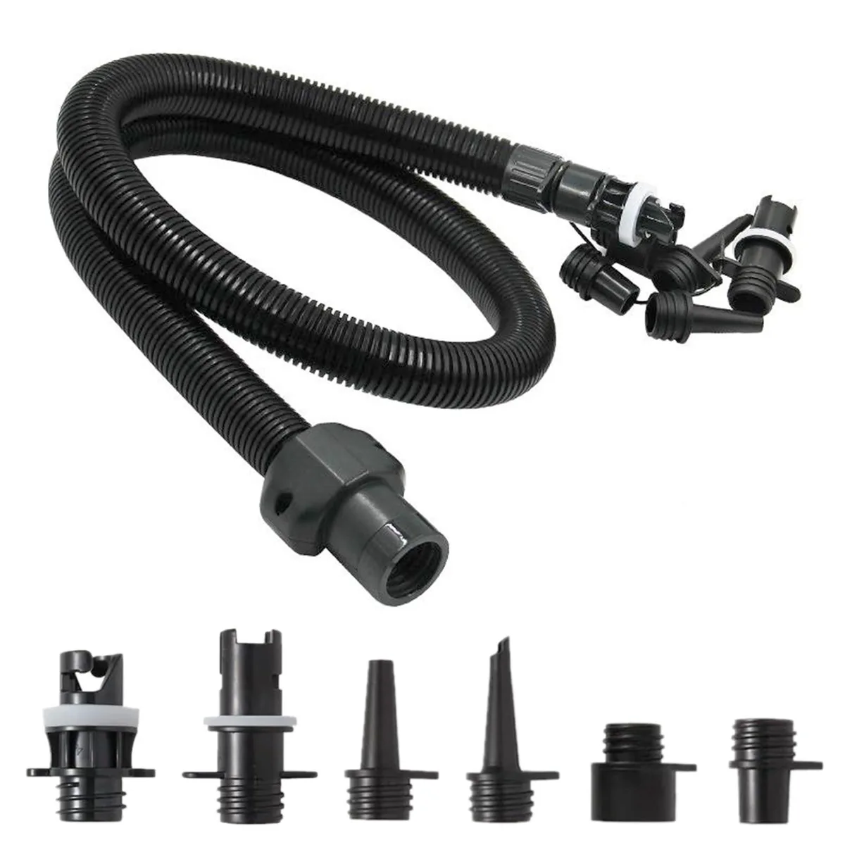 Yellow 3.3 ft air hose with six nozzles in 12 pack