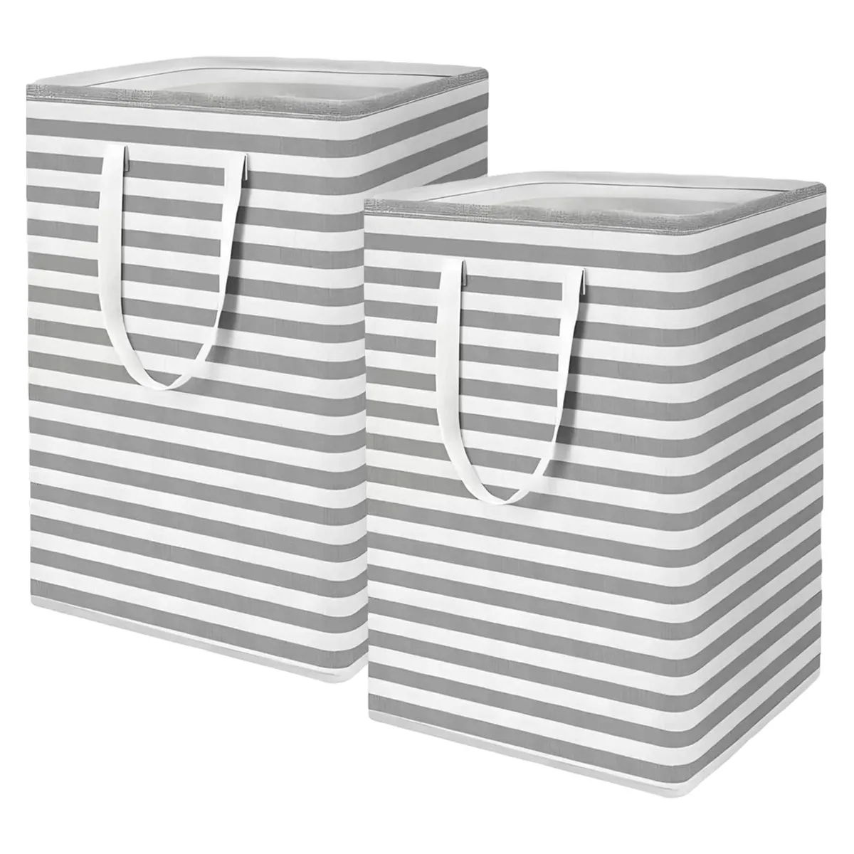 Pocoxll Collapsible Laundry Tub 2 Pack 75L Grey Stripe — product photo