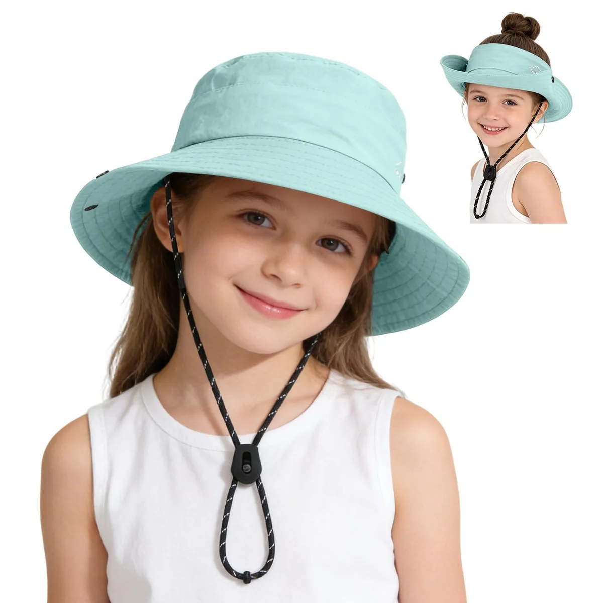 Kids UPF 50+ Sun Hat Boys Girls Lightweight Beach Safari Quick Dry Adjustable — product photo