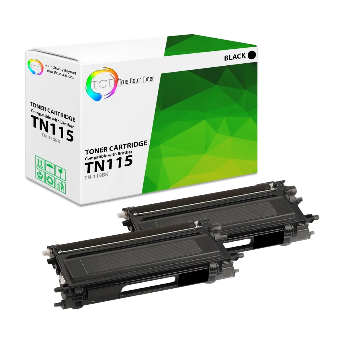 True Color Toner True Color Toner TN-115BK Black Toner Cartridge 2 Pack 5000 Pages — product photo