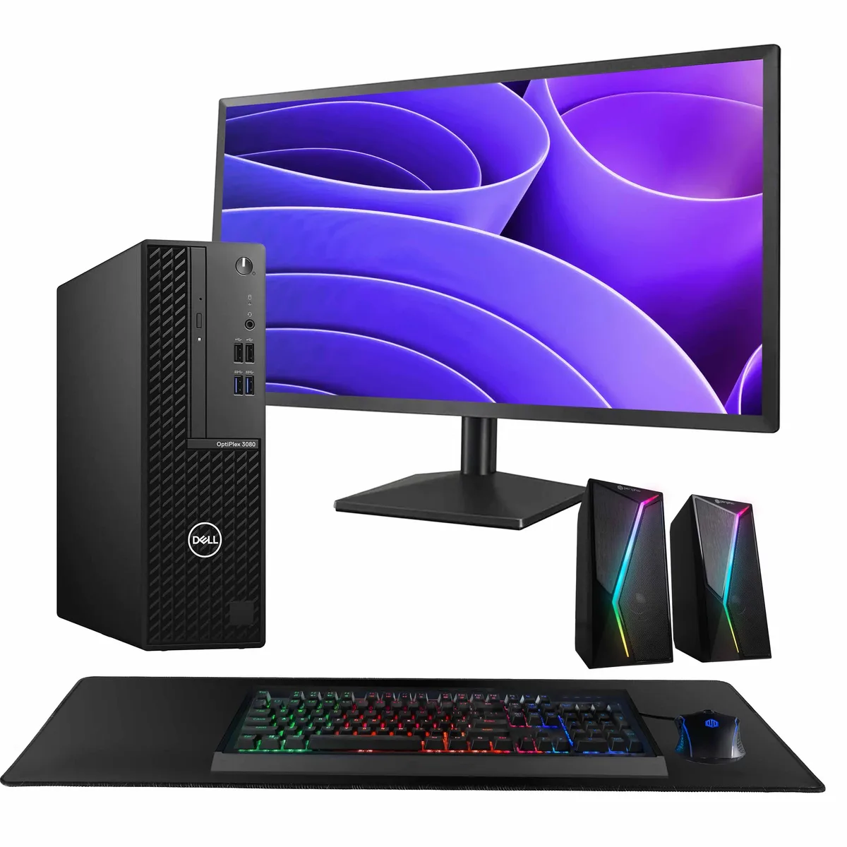 DELL DELL OptiPlex 3080 desktop PC i5-10500 16GB 1TB SSD 24" monitor GeForce 1030 WiFi BT — product photo